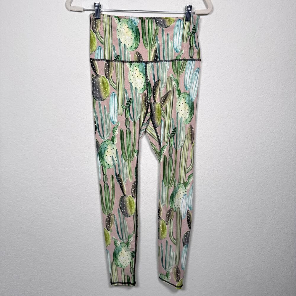 Yoga Democracy Womens Leggings Size M Stretch Active Cactus Lightweight Green